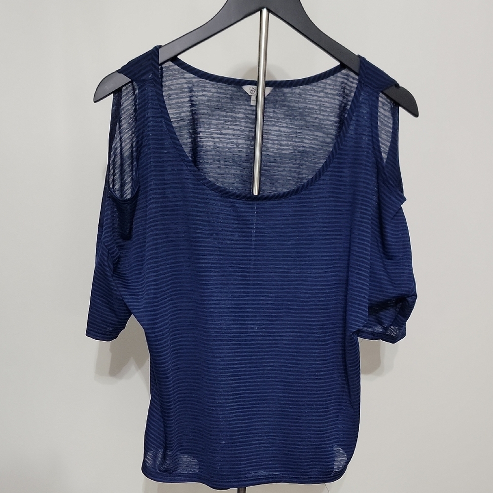 Guess Blue 3/4 Sleeve Cut Out Blouse